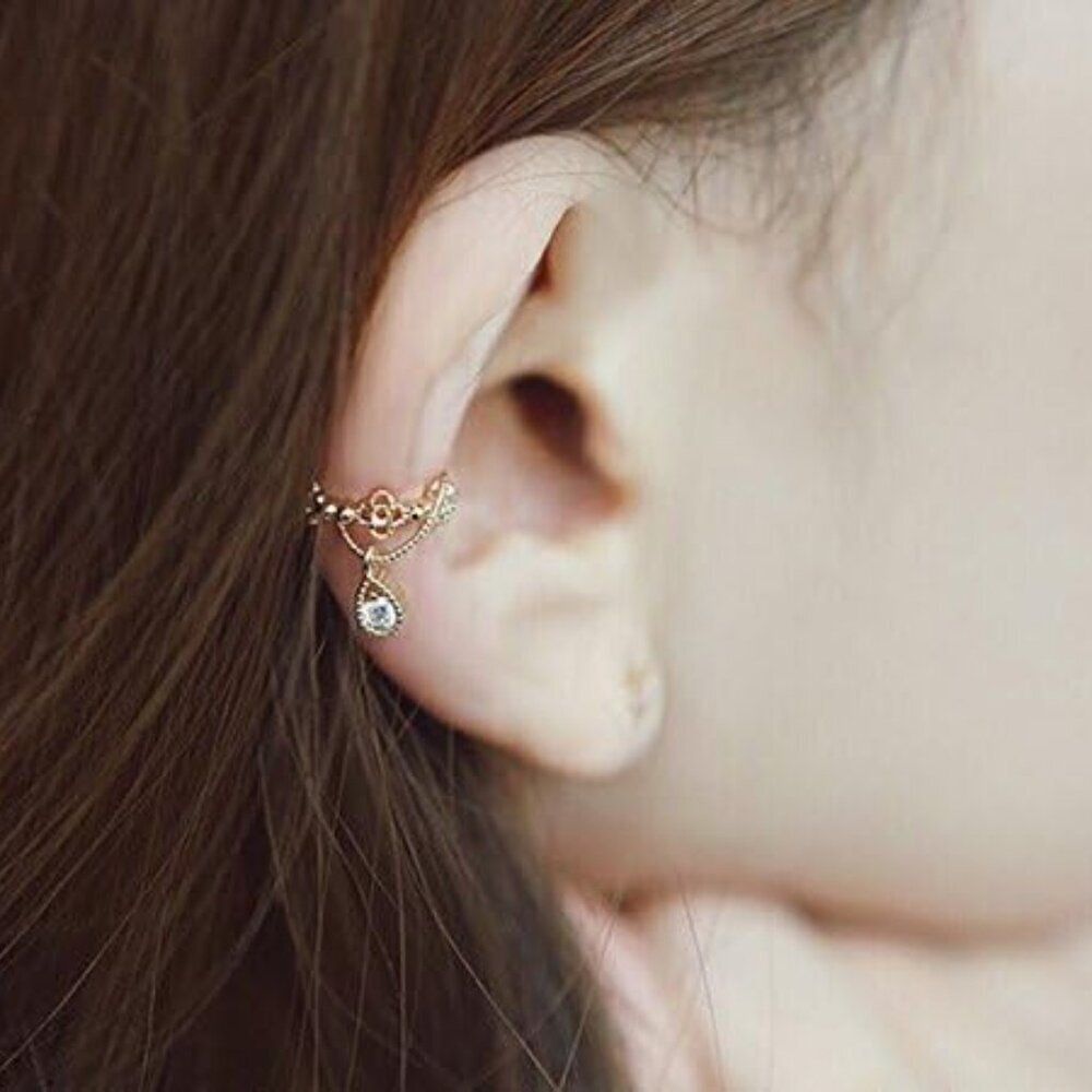 Without Pierced Ear Bone Folder Punk Fashion Ear Cuff Wrap Rhinestone Cartilage - Picture 6 of 6